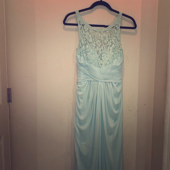 Mint David’s Bridal long bridesmaid dress - Picture 1 of 3